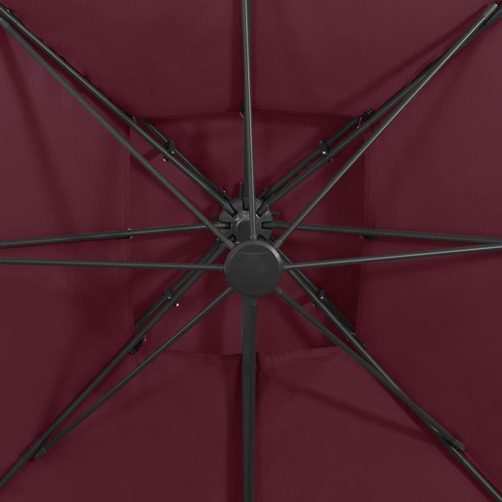 Gembinis skėtis su dvigubu viršumi, tamsiai raudonas, 300x300cm