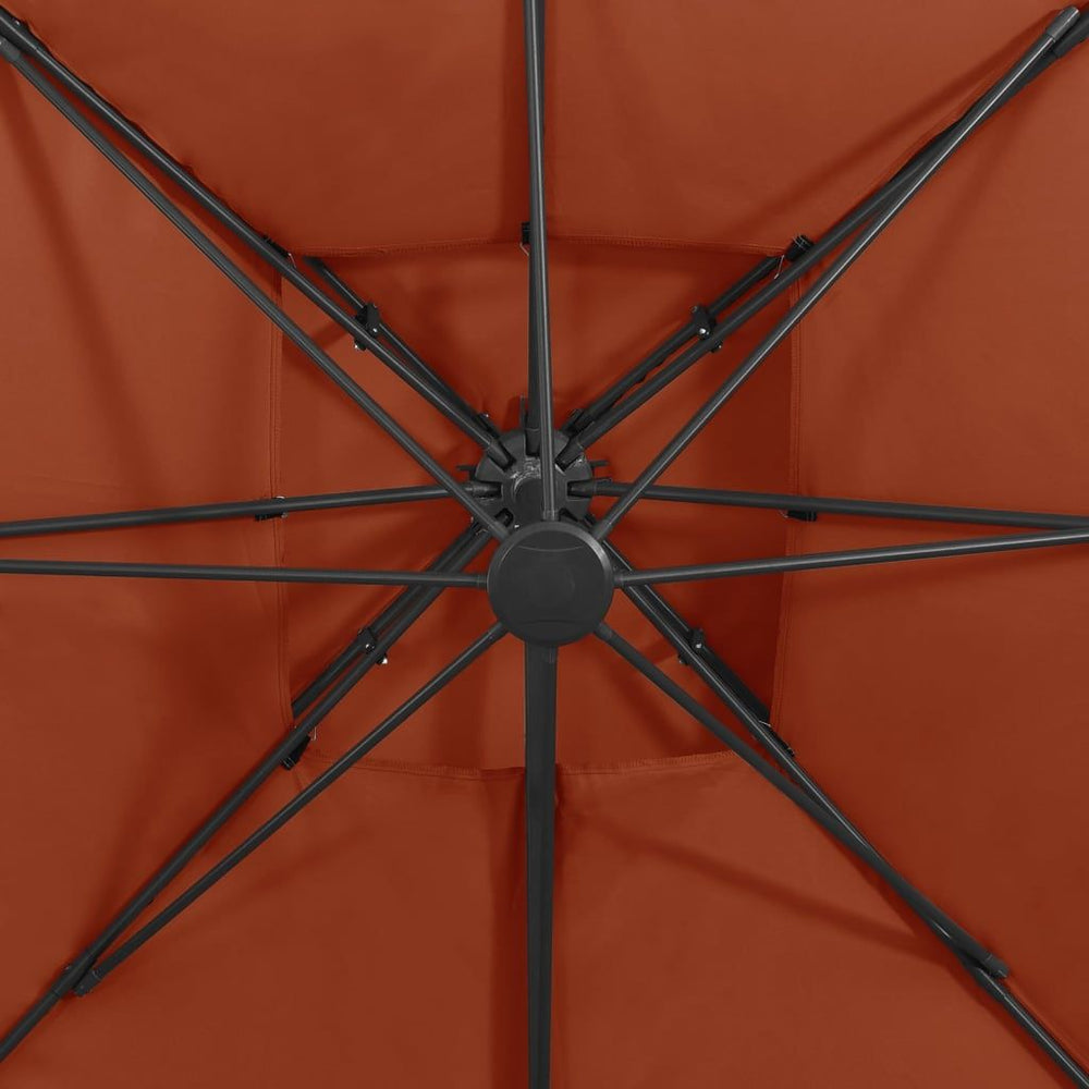 Gembinis skėtis su dvigubu viršumi, terakota spalvos, 300x300cm