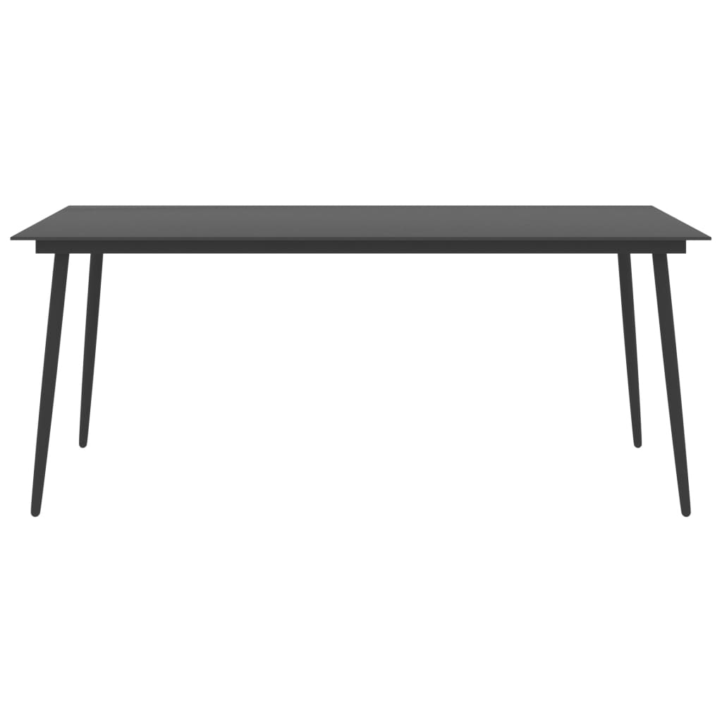 Sodo valgomojo stalas, juodas, 190x90x74cm, plienas ir stiklas