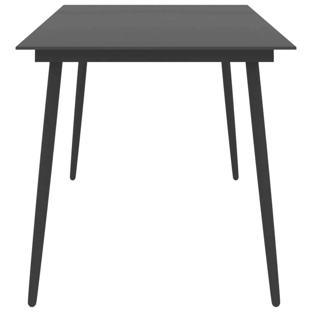 Sodo valgomojo stalas, juodas, 190x90x74cm, plienas ir stiklas