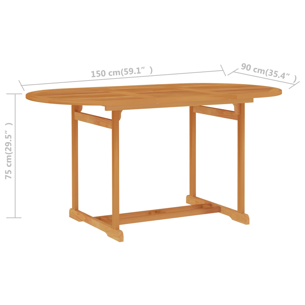 Sodo stalas, 150x90x75cm, tikmedžio medienos masyvas