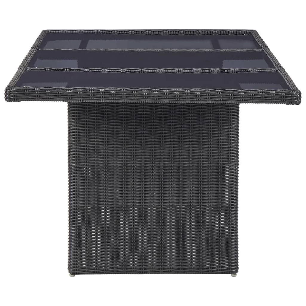 Lauko valgomojo komplektas, 9 dalių, juodas, poliratanas