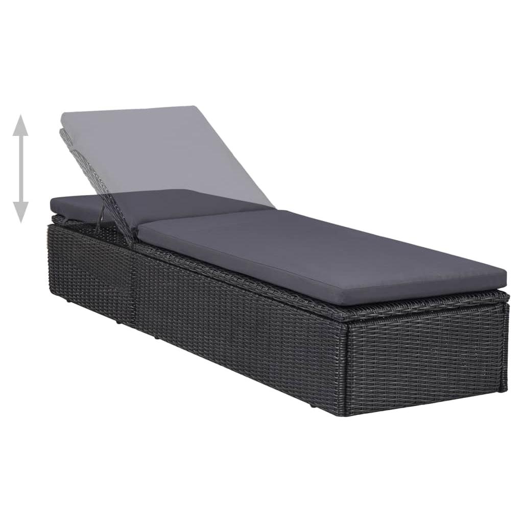 Lauko valgomojo komplektas, 9 dalių, juodas, poliratanas