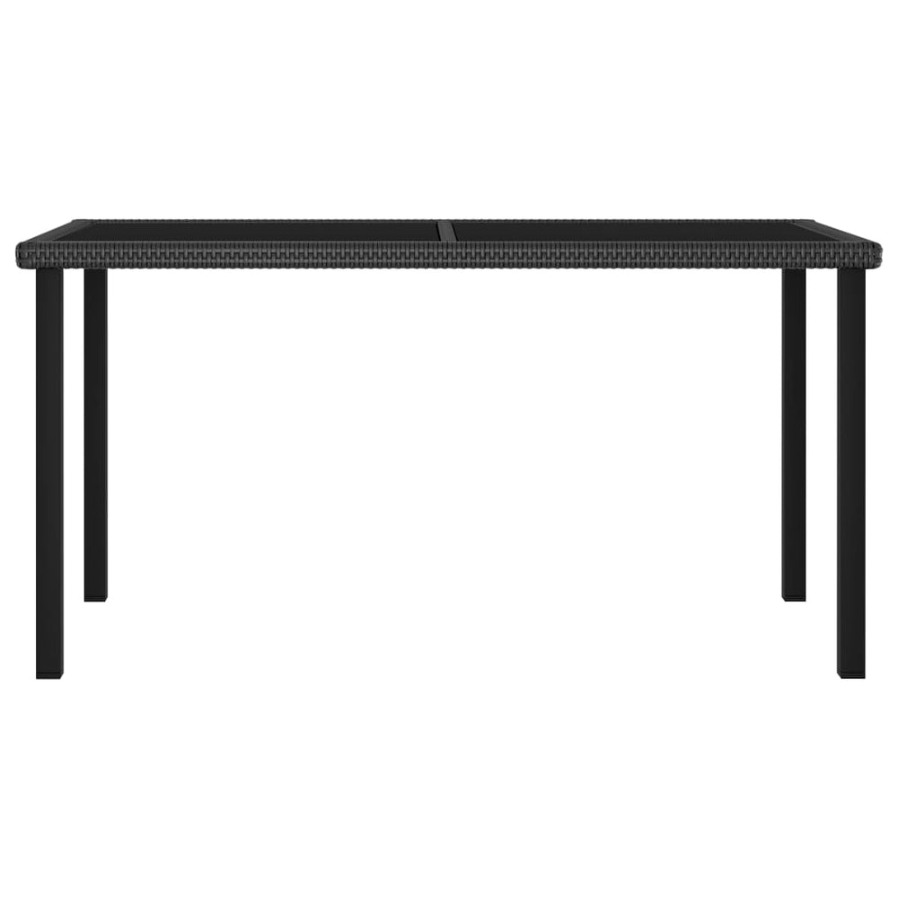 Sodo valgomojo stalas, juodos spalvos, 140x70x73cm, poliratanas
