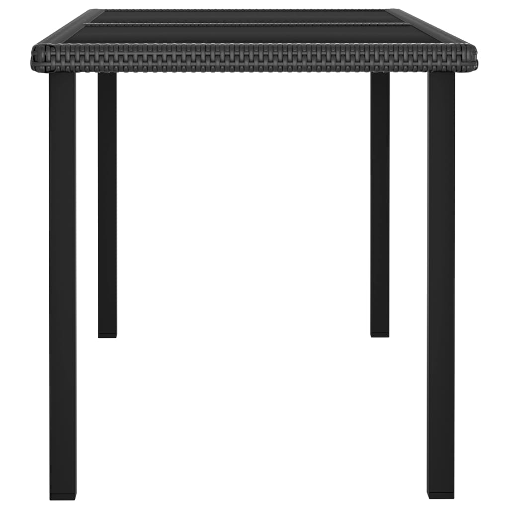 Sodo valgomojo stalas, juodos spalvos, 140x70x73cm, poliratanas