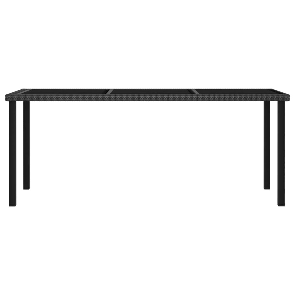 Sodo valgomojo stalas, juodos spalvos, 180x70x73cm, poliratanas