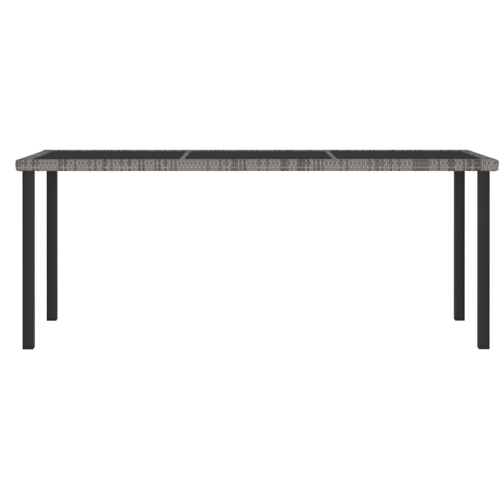 Sodo valgomojo stalas, pilkos spalvos, 180x70x73cm, poliratanas