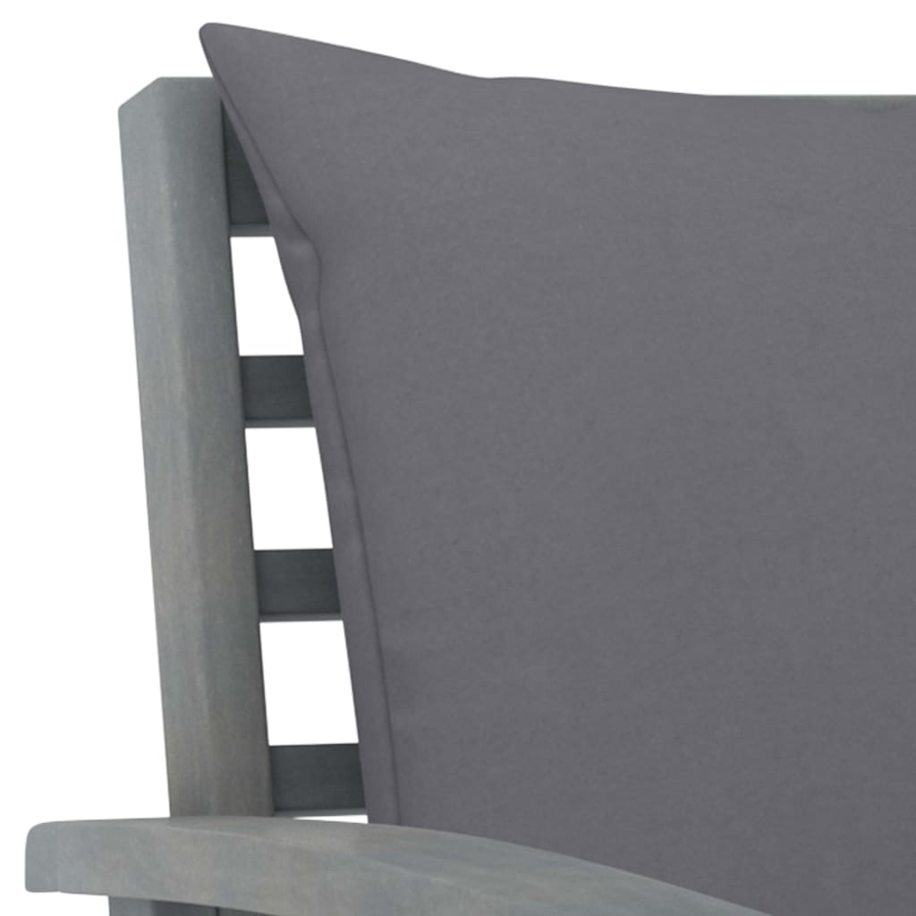 Sodo baldų komplektas su pagalvėmis, 3 dalių, pilkas, akacija