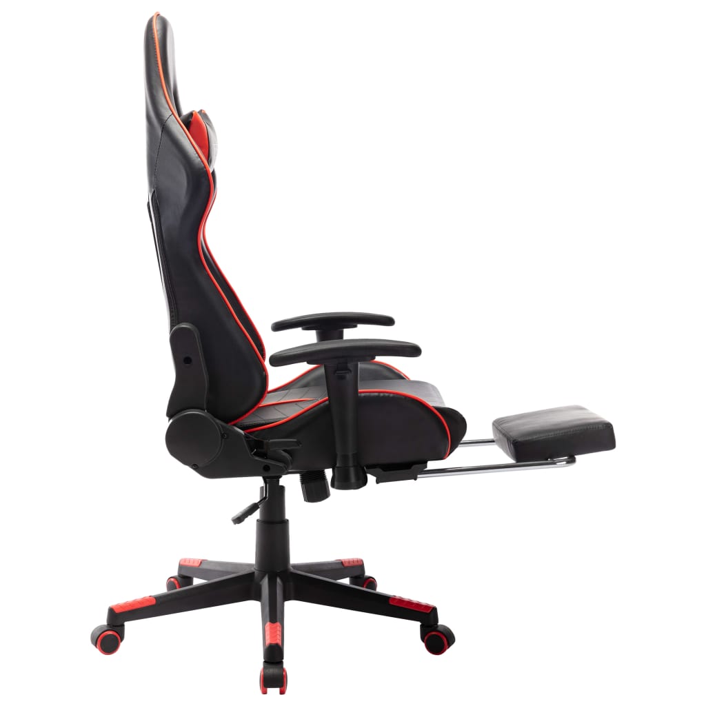 Žaidimų kėdė su pakoja, juoda ir raudona, dirbtinė oda (2051)