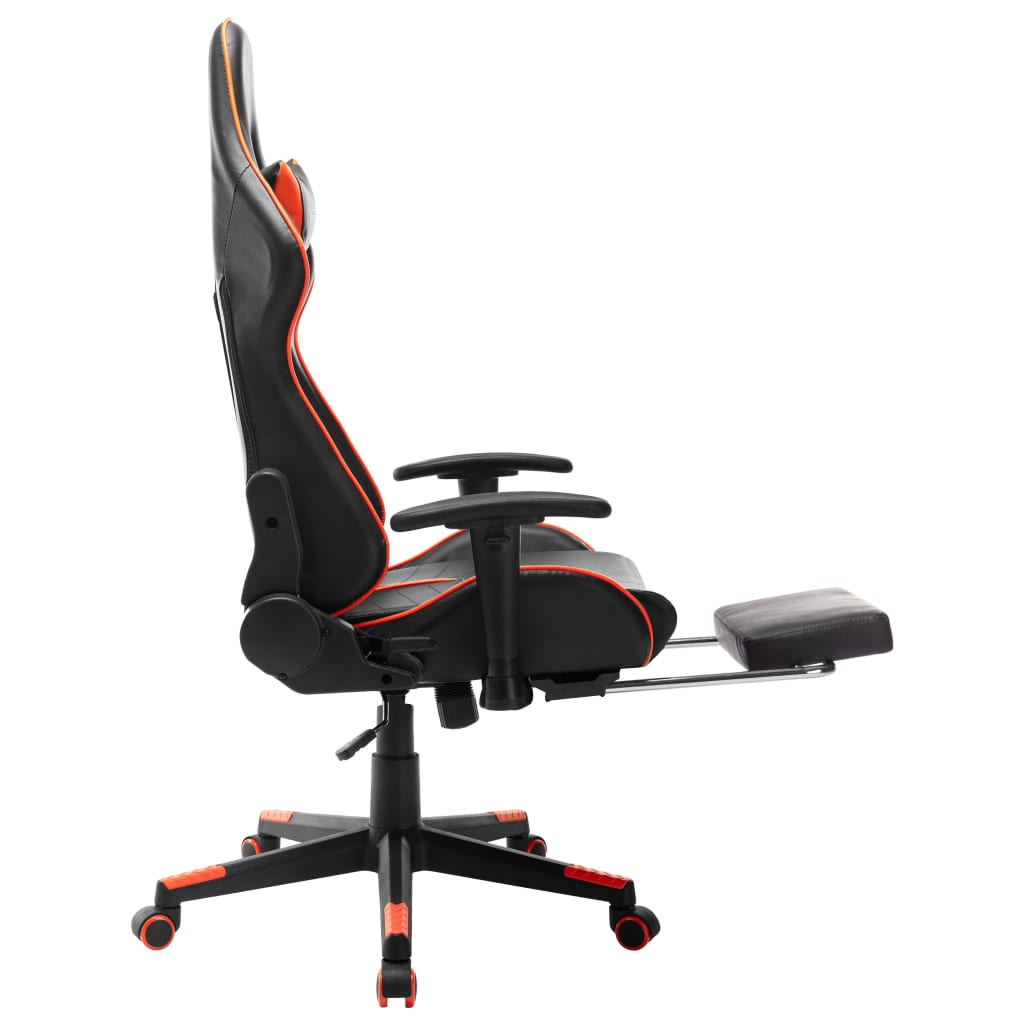 Žaidimų kėdė su pakoja, juoda ir oranžinė, dirbtinė oda (2051)