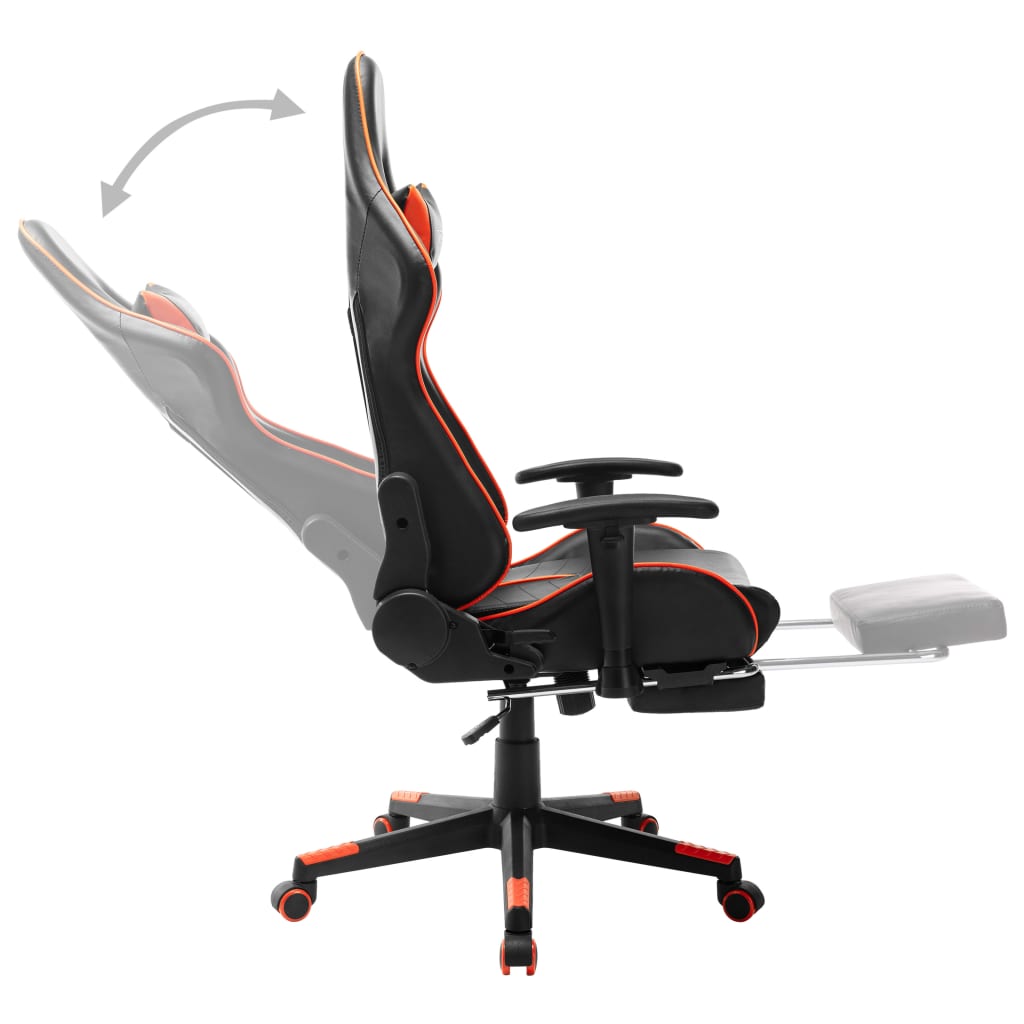 Žaidimų kėdė su pakoja, juoda ir oranžinė, dirbtinė oda (2051)