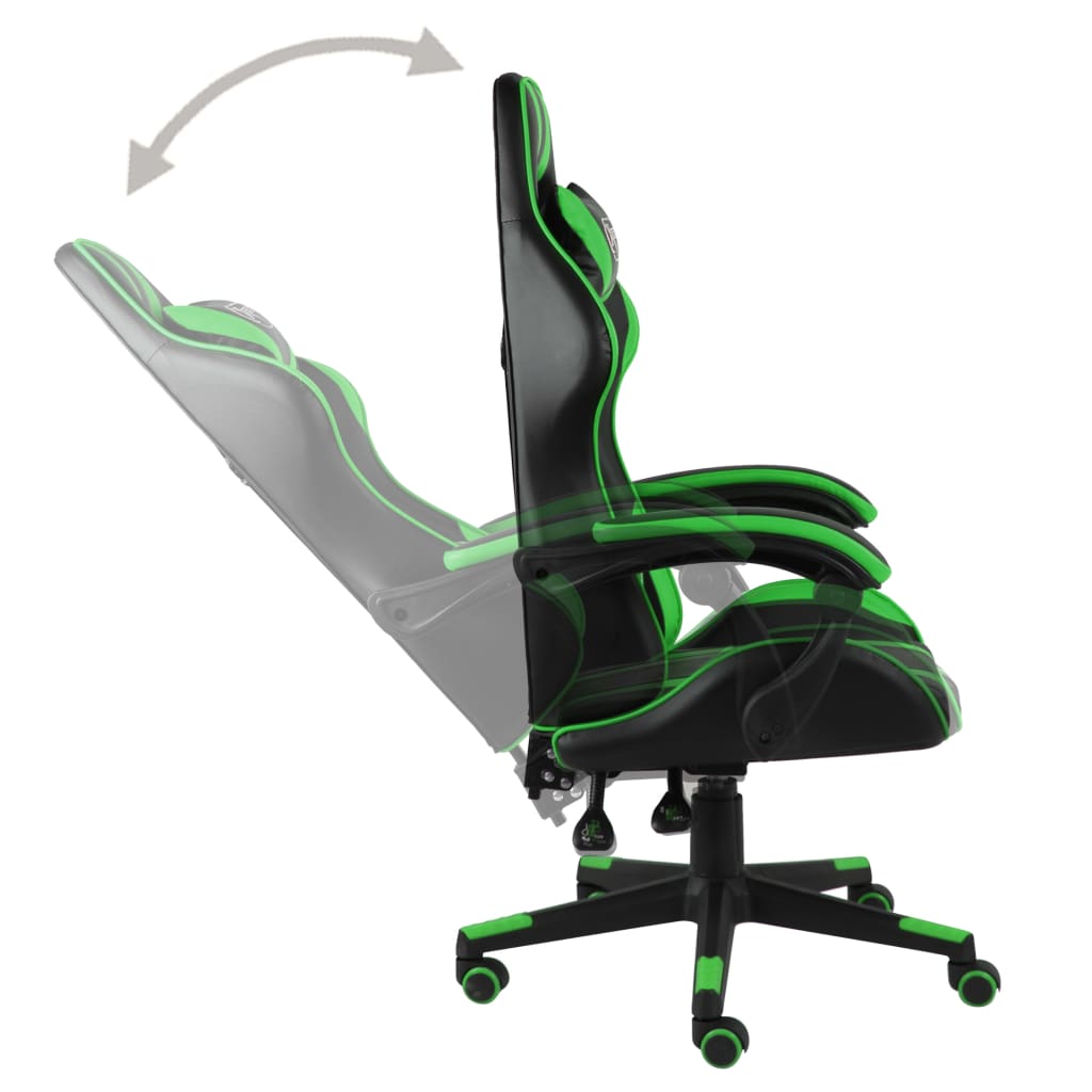 Žaidimų kėdė, juodos ir žalios spalvos, dirbtinė oda (2052)