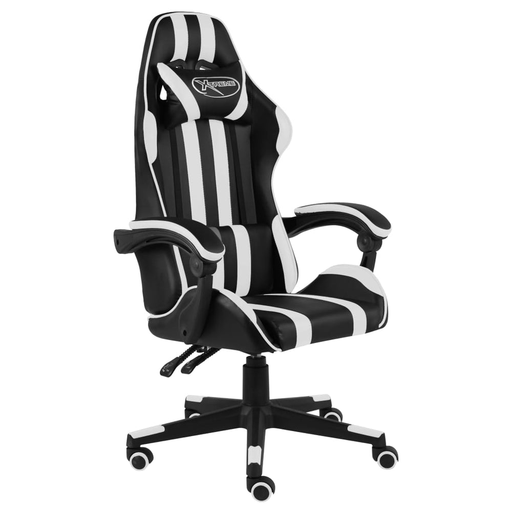 Žaidimų kėdė, juodos ir baltos spalvos, dirbtinė oda (2052)