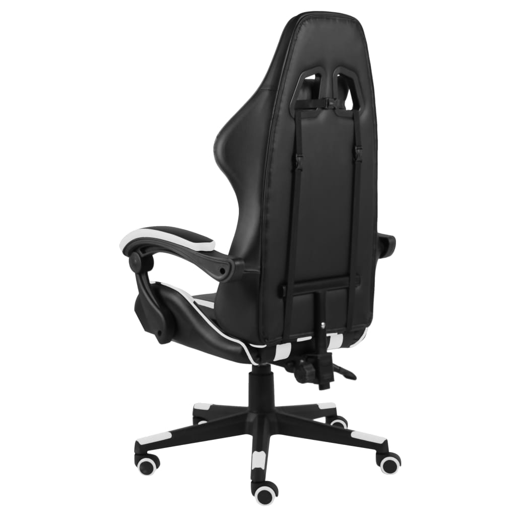 Žaidimų kėdė, juodos ir baltos spalvos, dirbtinė oda (2052)