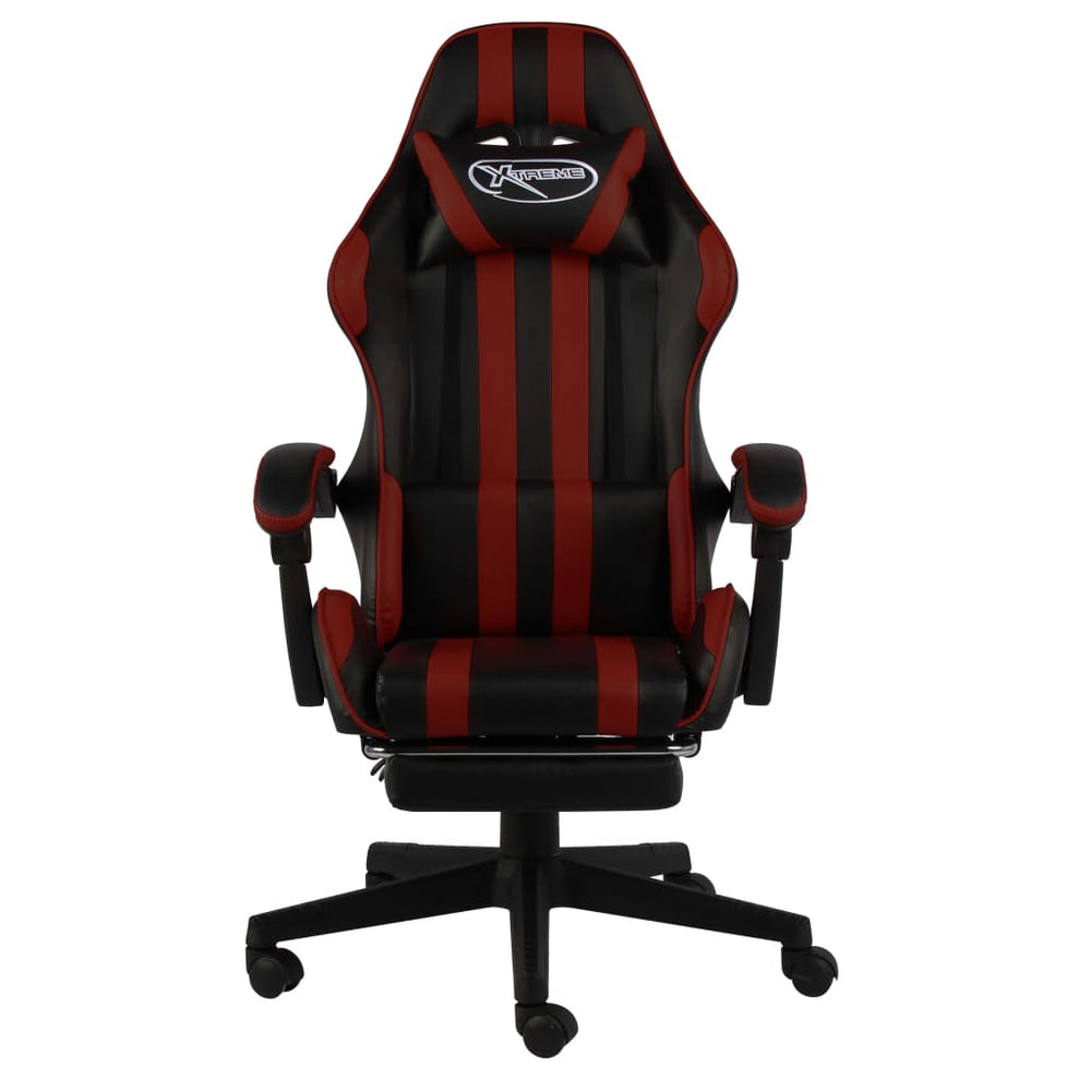 Žaidimų kėdė su pakoja, juoda ir vyno raudona, dirbtinė oda