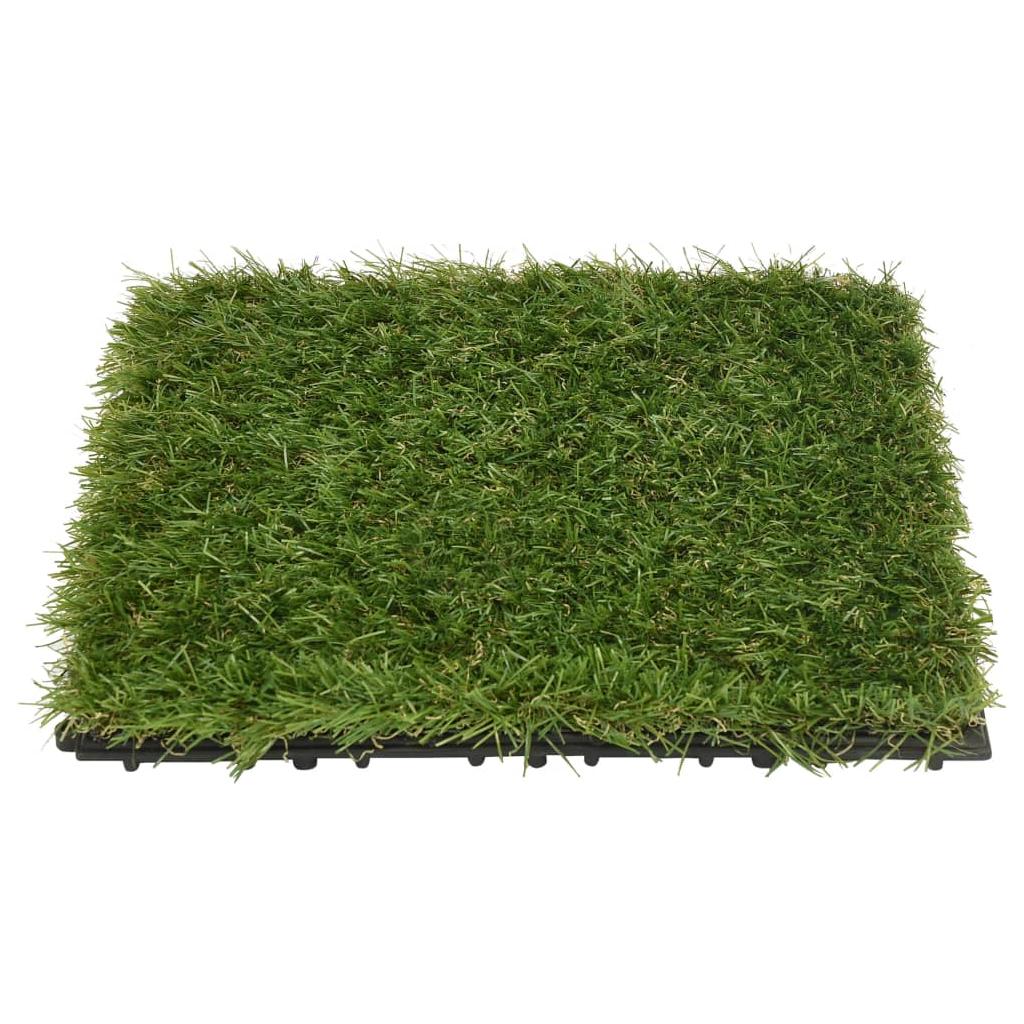 Dirbtinės žolės plytelės, 22vnt., žalios spalvos, 30x30cm