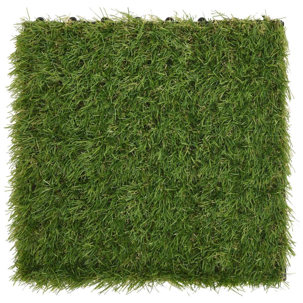 Dirbtinės žolės plytelės, 22vnt., žalios spalvos, 30x30cm