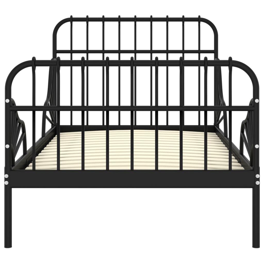 Išskleidžiamas lovos rėmas, juodas, 80x130/200cm, metalas