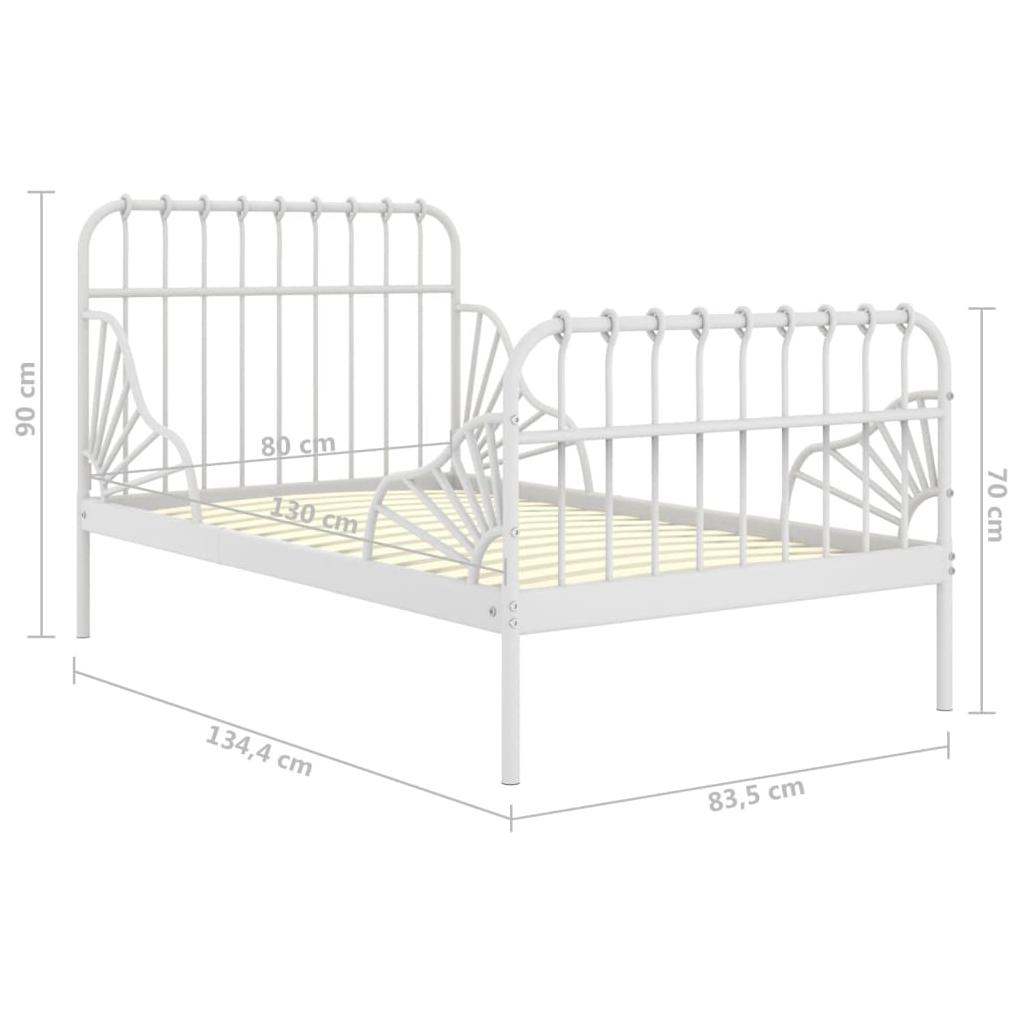 Išskleidžiamas lovos rėmas, baltas, 80x130/200cm, metalas