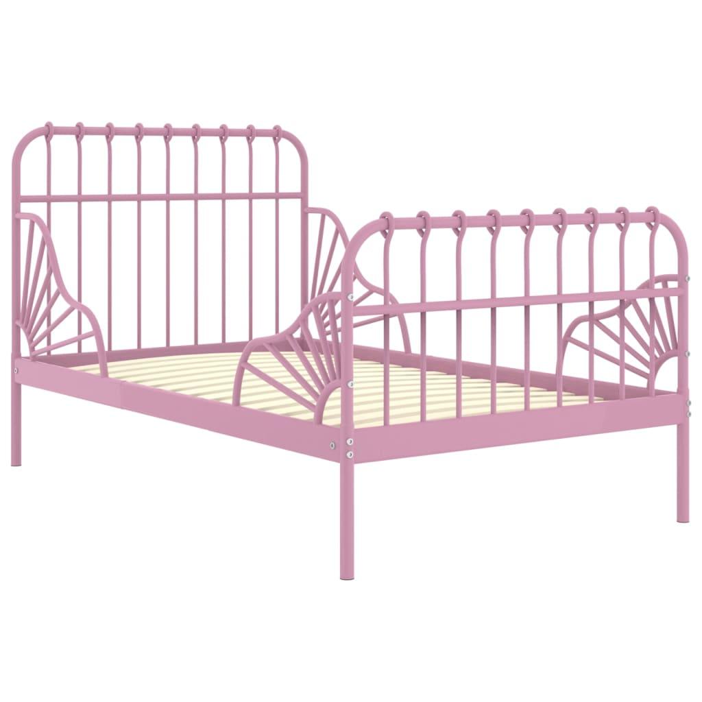 Išskleidžiamas lovos rėmas, rožinis, 80x130/200cm, metalas