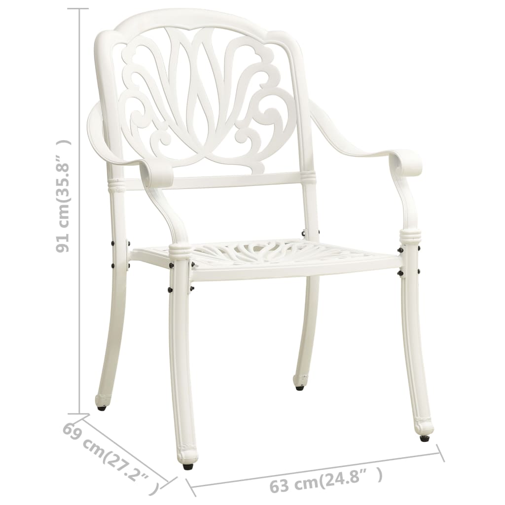 Sodo kėdės, 2vnt., baltos spalvos, lietas aliuminis