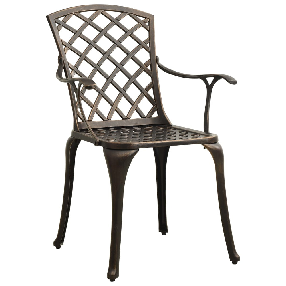 Sodo kėdės, 2vnt., bronzinės spalvos, lietas aliuminis