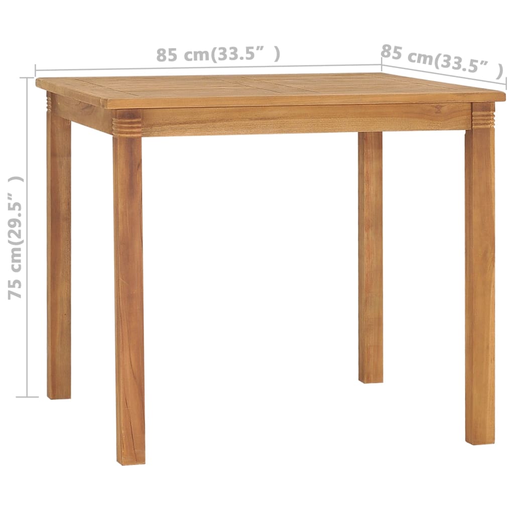 Sodo valgomojo stalas, 85x85x75cm, tikmedžio medienos masyvas