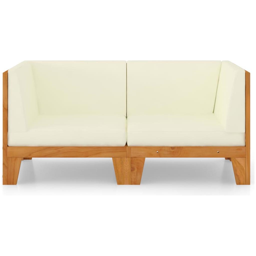 Dvivietė sofa su kreminėmis pagalvėlėmis, akacijos masyvas
