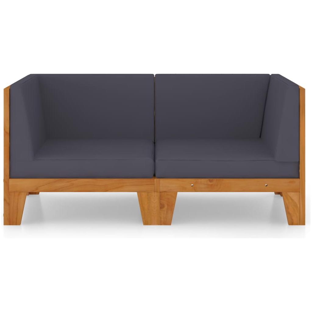 Dvivietė sofa su pilkomis pagalvėlėmis, akacijos masyvas