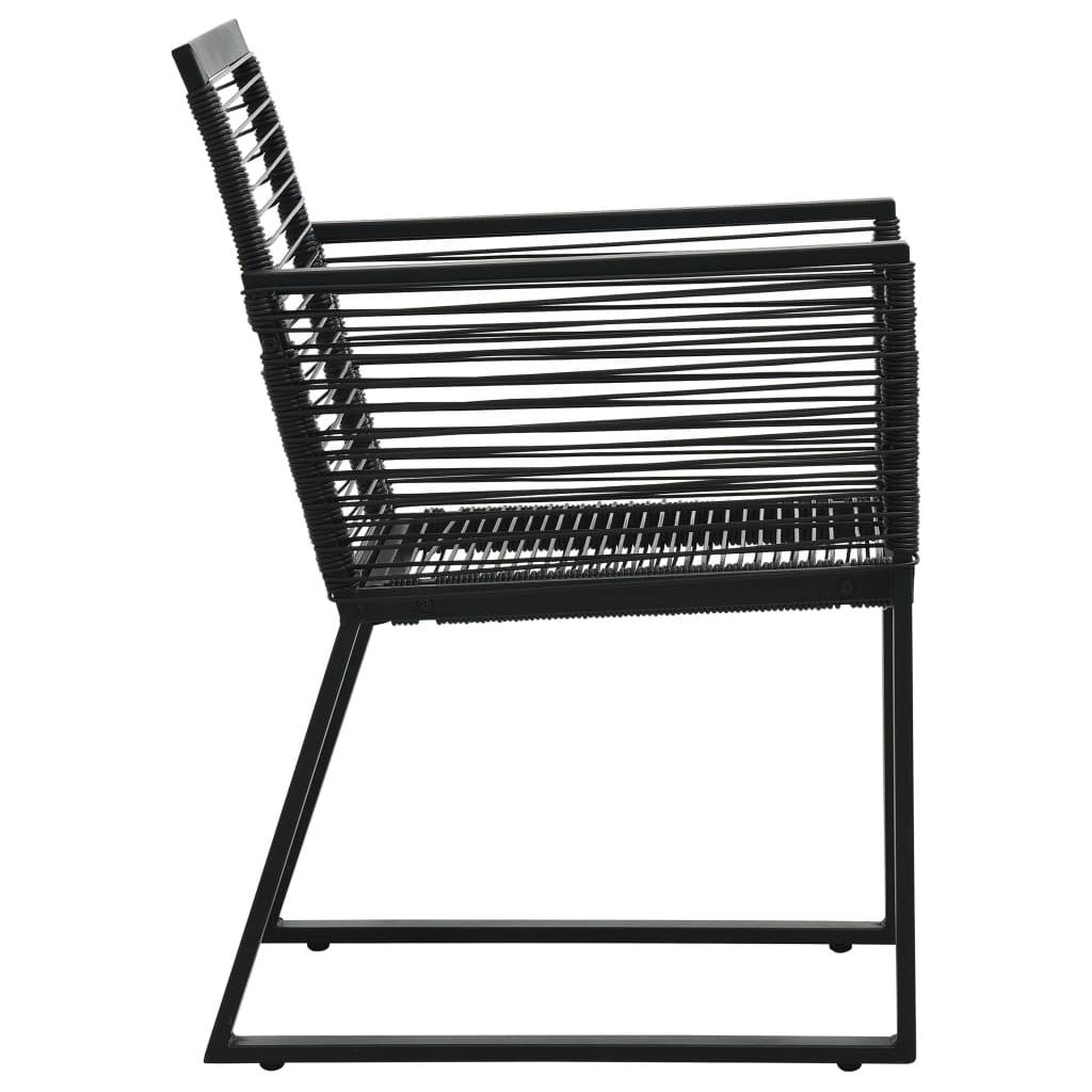 Lauko valgomojo komplektas, juoda spalva, PVC ratanas