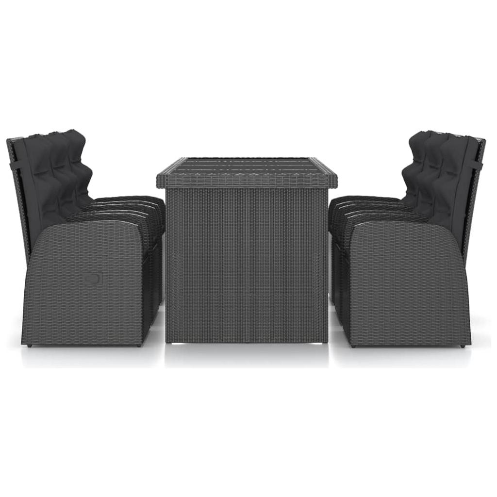 Lauko komplektas su pagalvėlėmis, 7 dalių, juodas, poliratanas