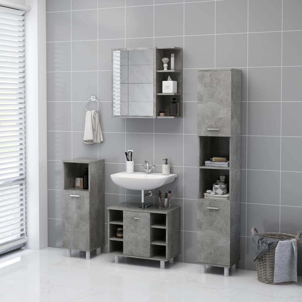 Veidrodinė vonios spintelė, betono pilka, 62,5x20,5x64cm, MDP
