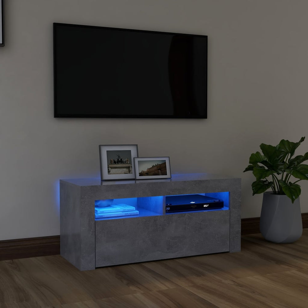 TV spintelė su LED apšvietimu, betono pilka, 90x35x40cm