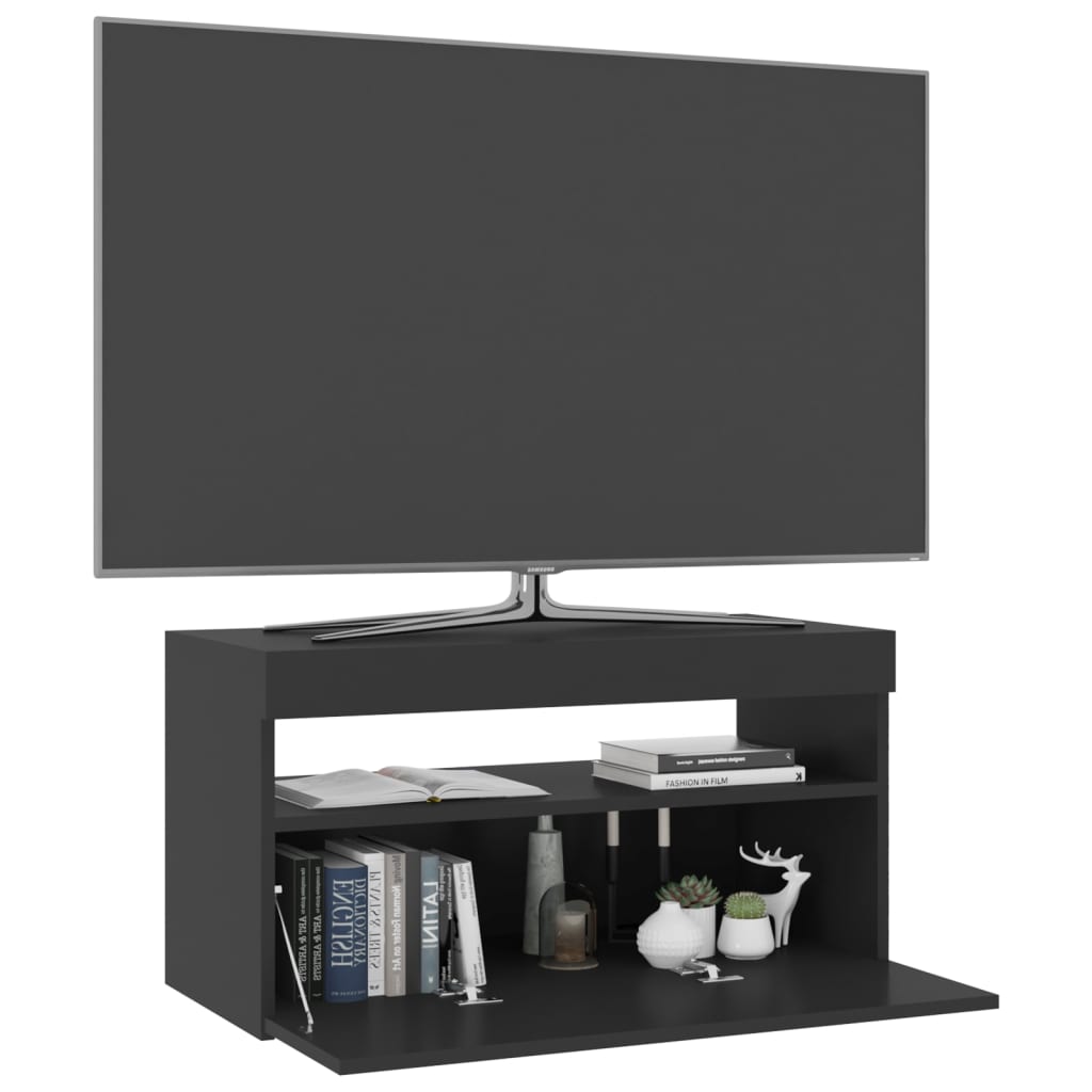 Televizoriaus spintelė su LED apšvietimu, juoda, 75x35x40cm