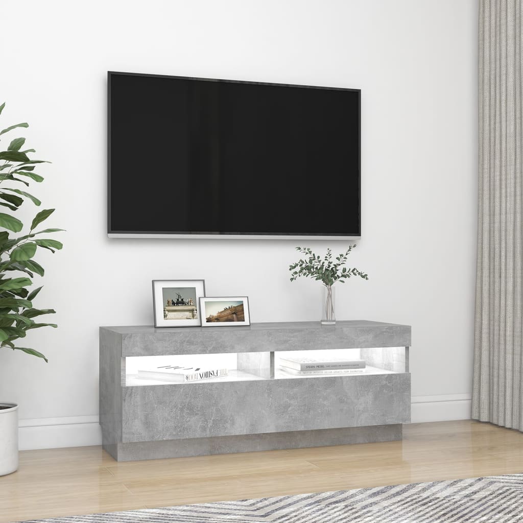 Televizoriaus spintelė su LED apšvietimu, pilka, 100x35x40cm