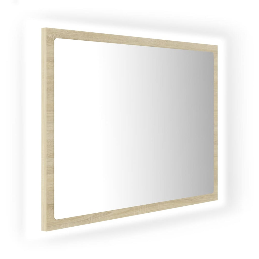 Vonios veidrodis su LED apšvietimu, ąžuolo, 60x8,5x37cm, MDP