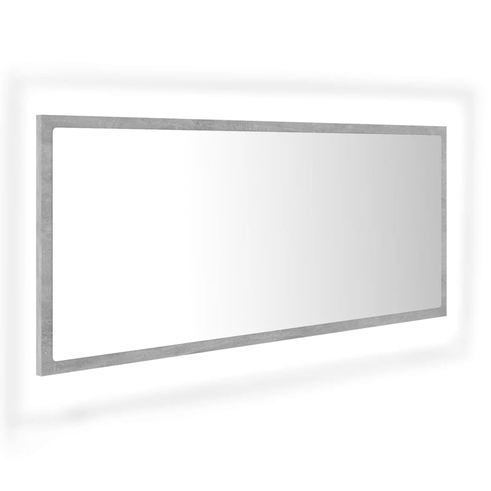 Vonios veidrodis su LED, betono pilka, 100x8,5x37 cm, MDP