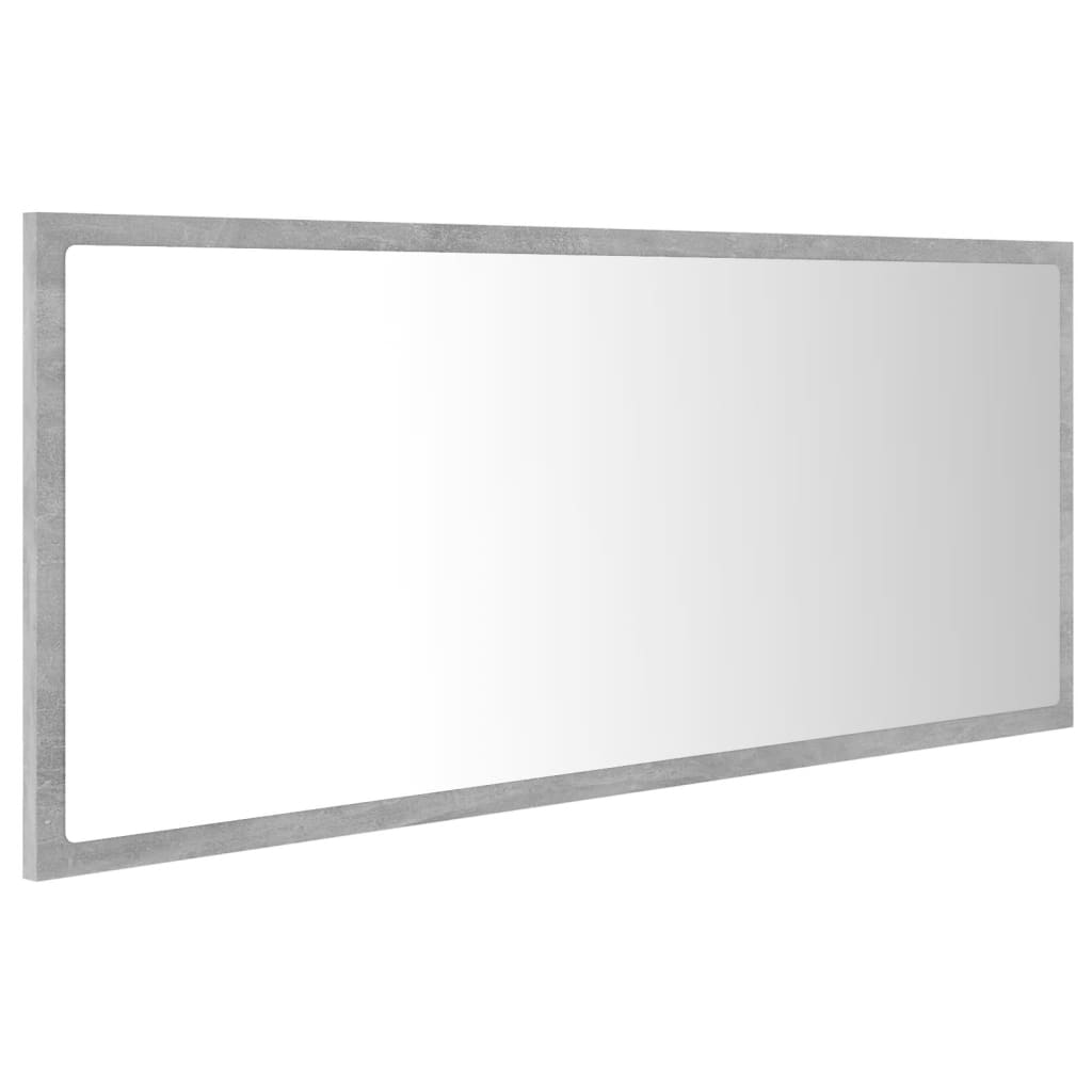 Vonios veidrodis su LED, betono pilka, 100x8,5x37 cm, MDP