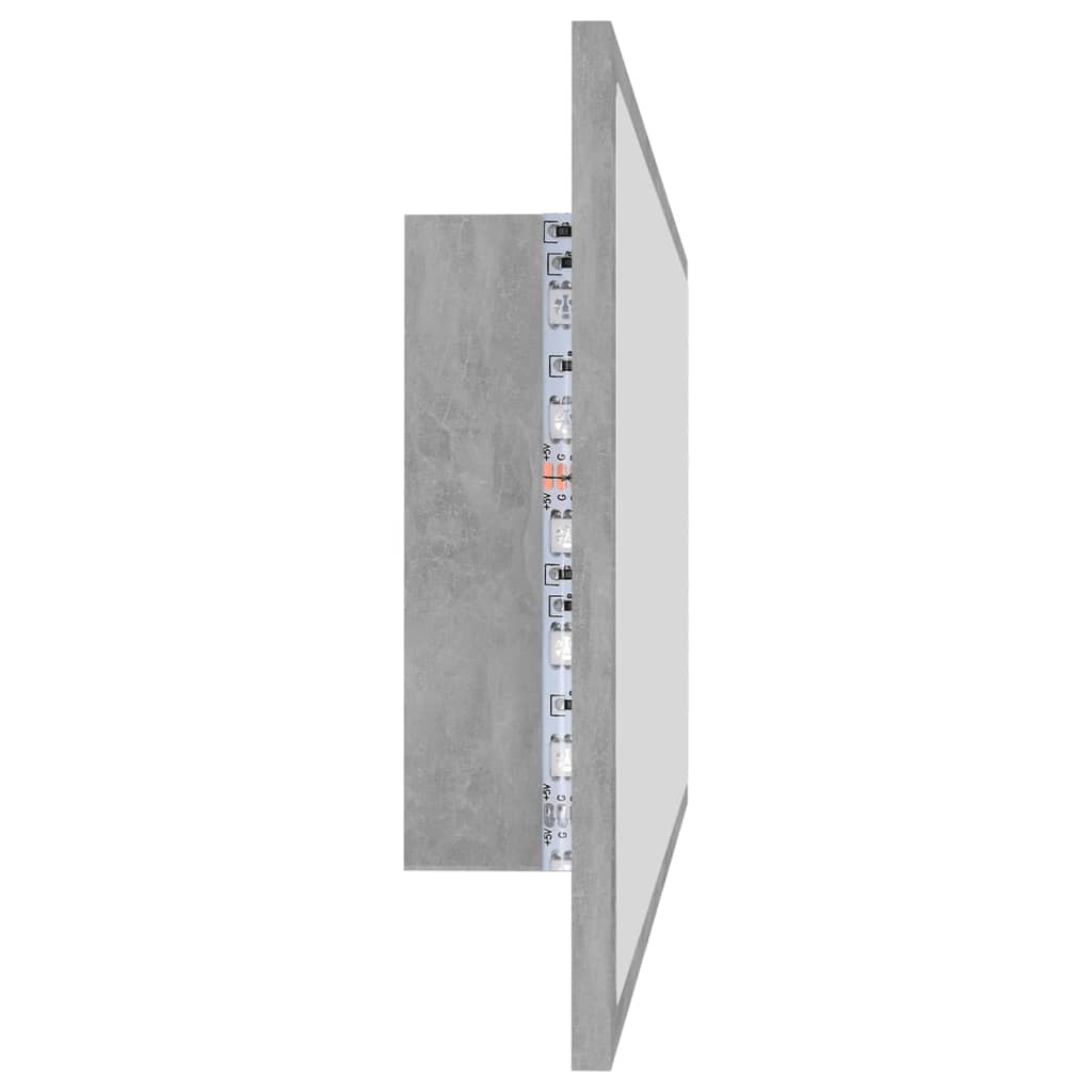 Vonios veidrodis su LED, betono pilka, 100x8,5x37 cm, MDP