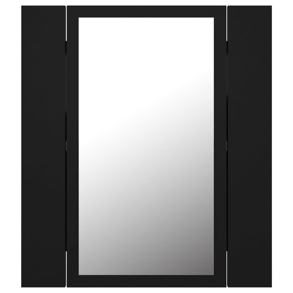 Veidrodinė vonios spintelė su LED apšvietimu, juoda, 40x12x45cm