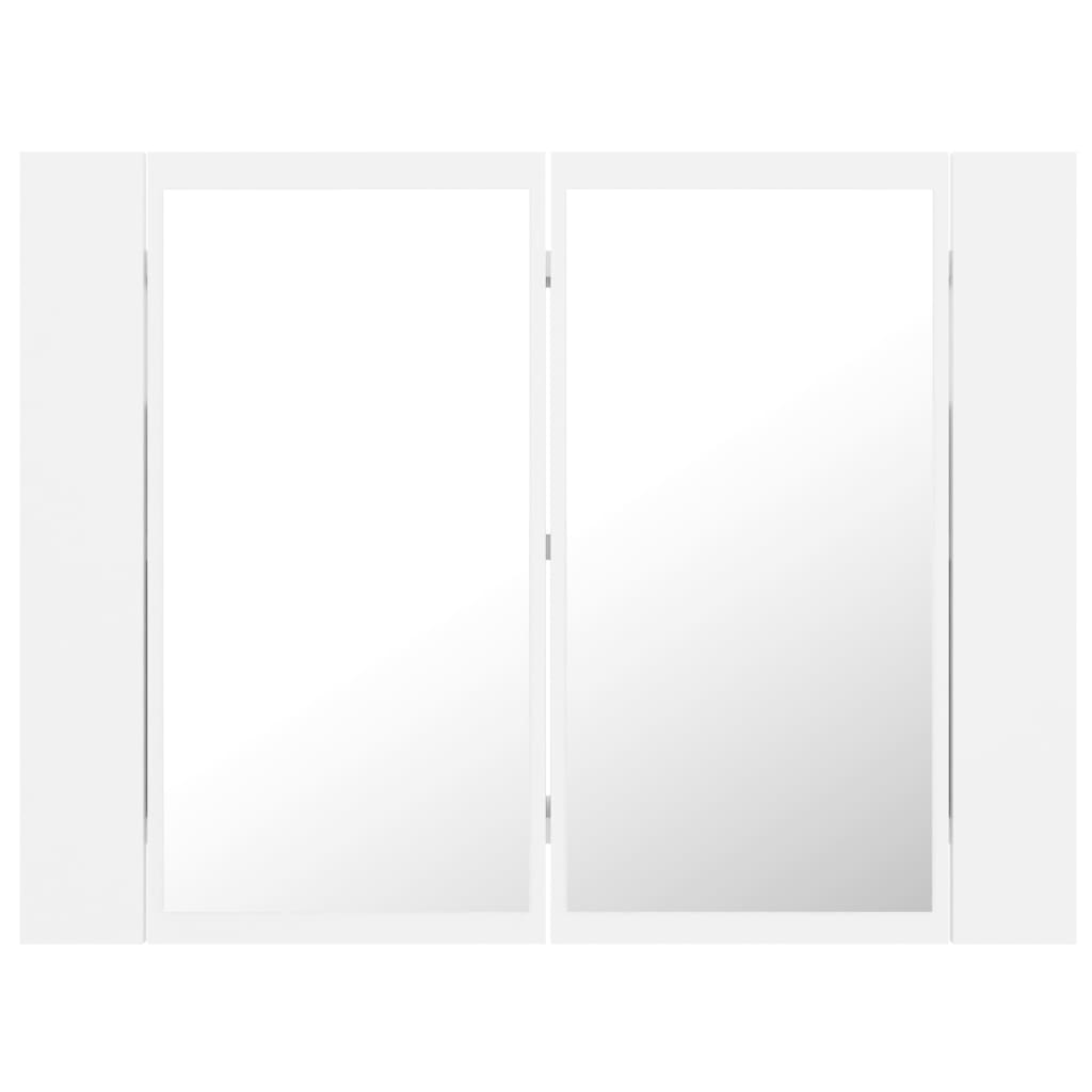 Veidrodinė vonios spintelė su LED apšvietimu, balta, 60x12x45cm