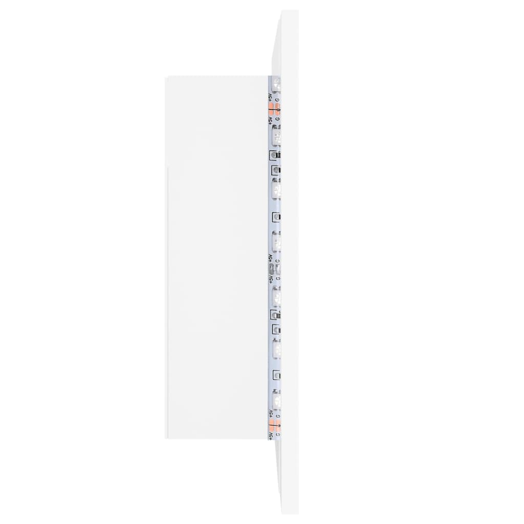 Veidrodinė vonios spintelė su LED apšvietimu, balta, 60x12x45cm