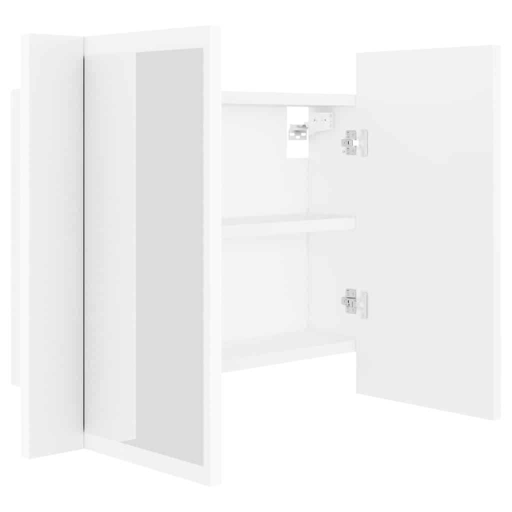 Veidrodinė vonios spintelė su LED apšvietimu, balta, 60x12x45cm