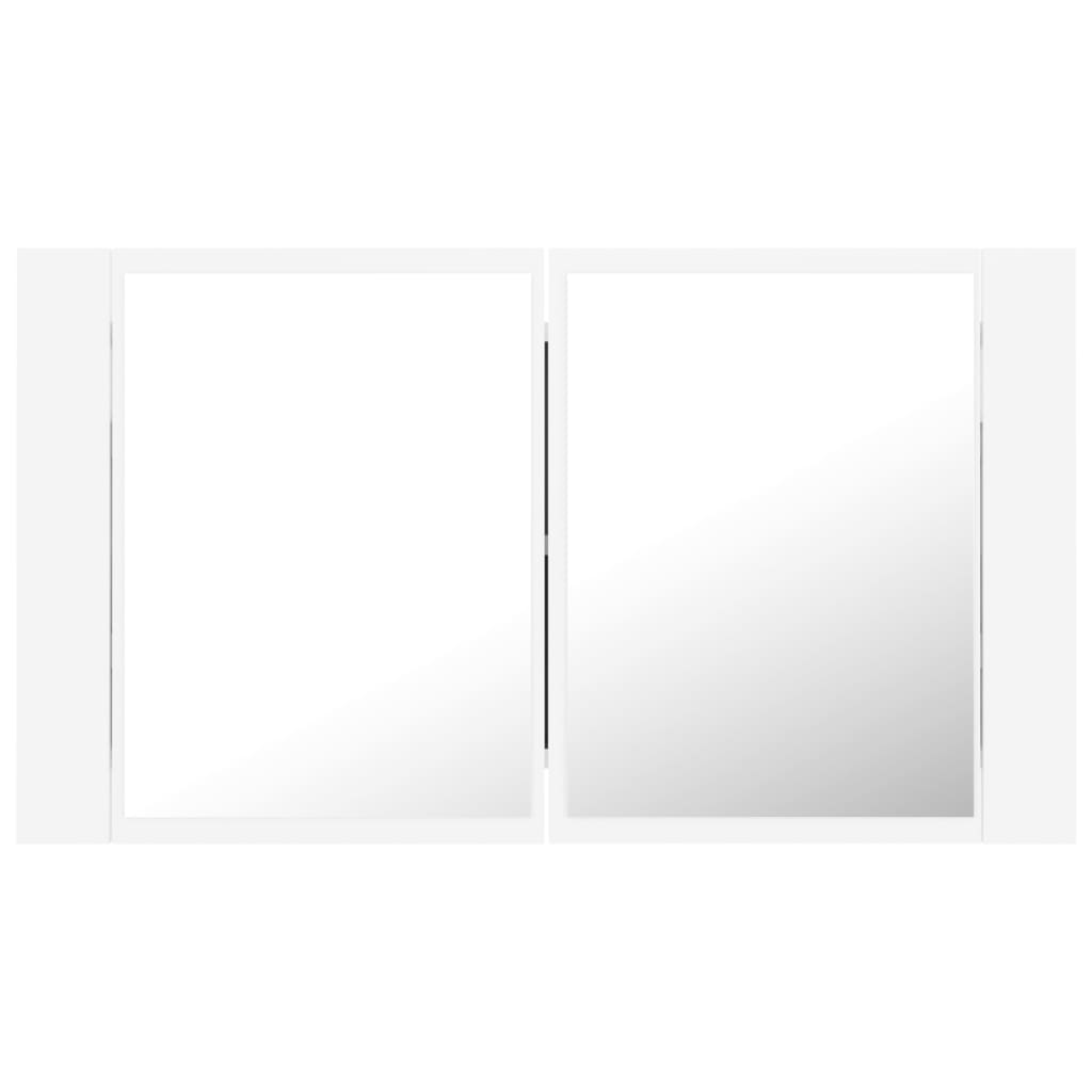 Veidrodinė vonios spintelė su LED apšvietimu, balta, 80x12x45cm