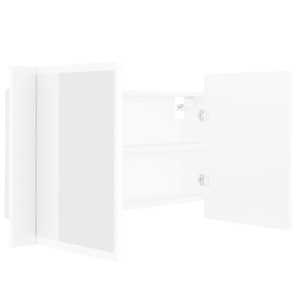 Veidrodinė vonios spintelė su LED apšvietimu, balta, 80x12x45cm