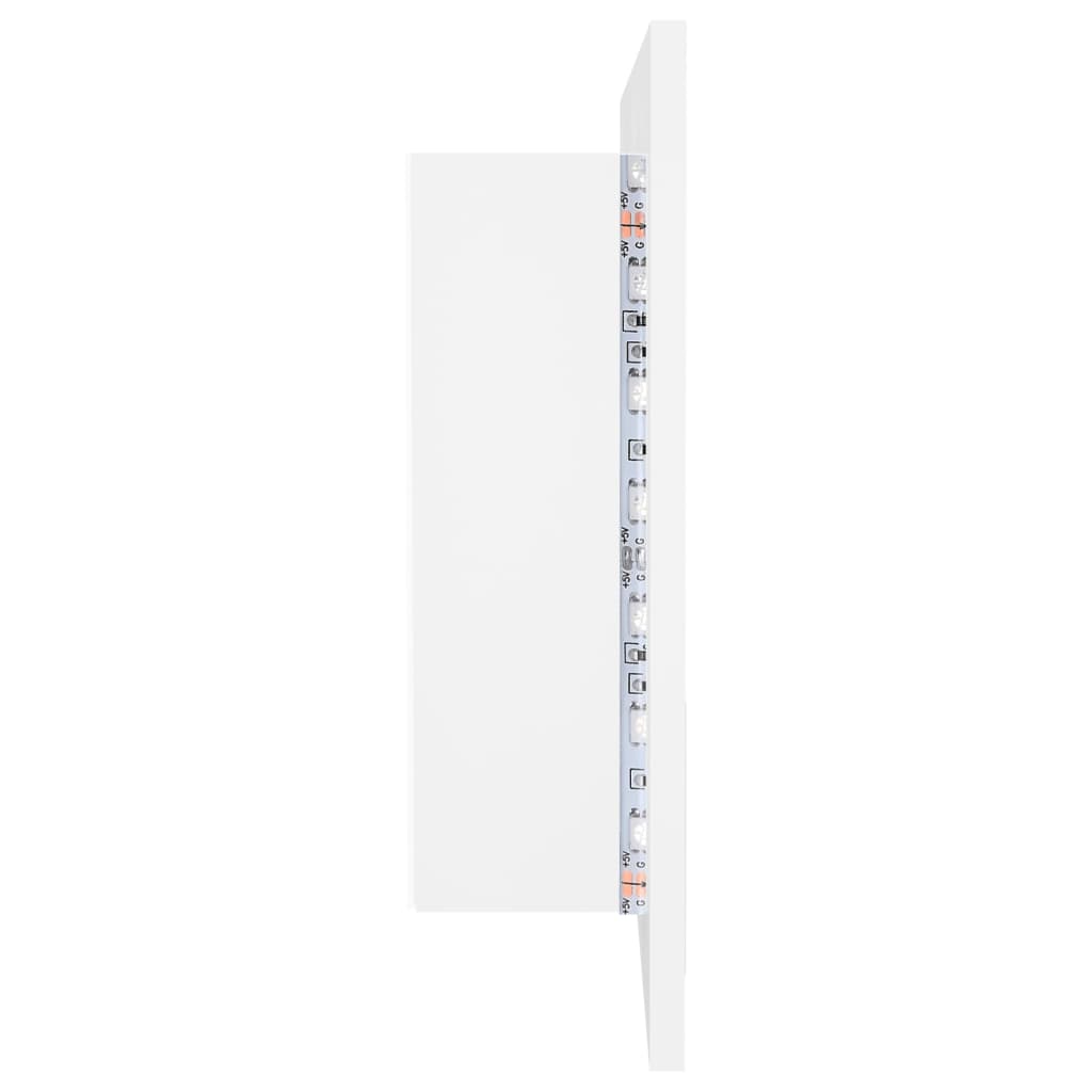 Veidrodinė vonios spintelė su LED, balta, 90x12x45cm