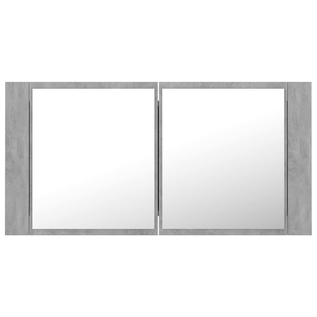 Veidrodinė vonios spintelė su LED, pilka, 90x12x45cm