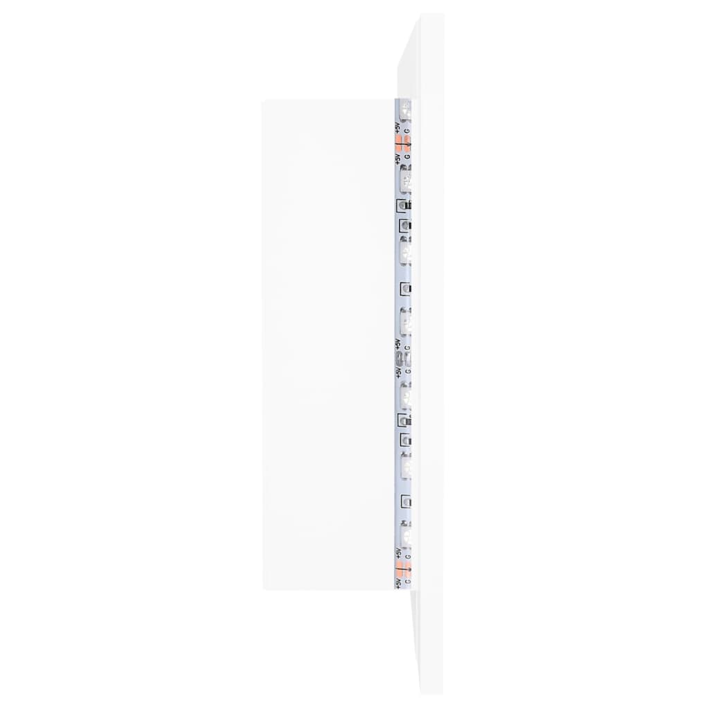 Veidrodinė vonios spintelė su LED, balta, 100x12x45 cm