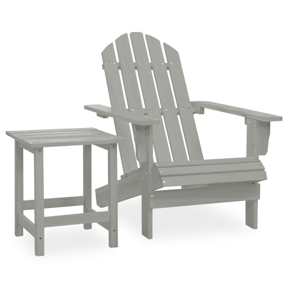 Sodo Adirondack kėdė su staliuku, pilka, eglės medienos masyvas