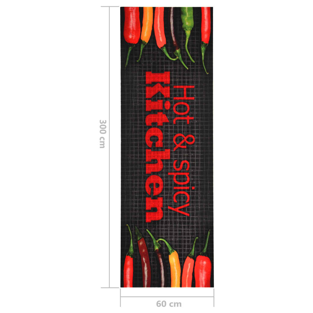 Virtuvės kilimas, 60x300cm, plaunamas, su užrašu Hot & Spicy